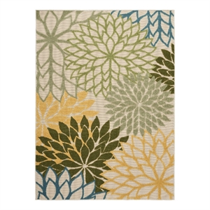 Pemberly Row 4' x 6' Green Multicolor Fabric Tropical Area Rug (4' x 6')