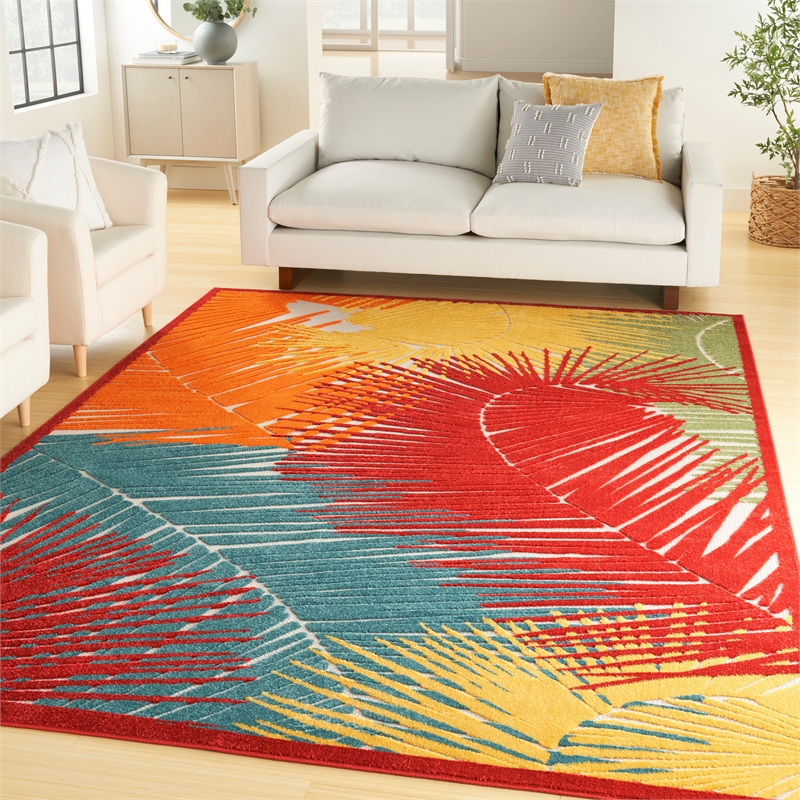 Pemberly Row Contemporary 8' x 10' Fabric Multicolor Area Rug