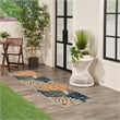 Pemberly Row 6' Runner Blue Green Fabric Tropical Area Rug (6' Runner)