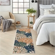 Pemberly Row 8' Runner Blue Green Fabric Tropical Area Rug (8' Runner)