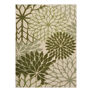 Pemberly Row 5' x 8' Ivory Green Fabric Tropical Area Rug (5' x 8')