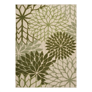 Pemberly Row 6' x 9' Ivory Green Fabric Tropical Area Rug (6' x 9')