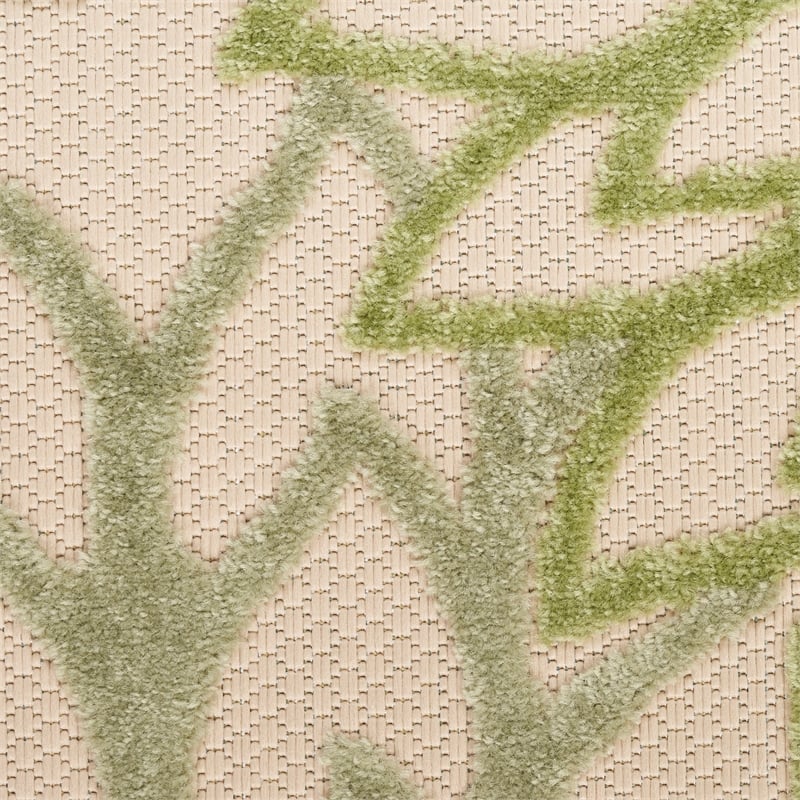 Pemberly Row 8' x 11' Ivory Green Fabric Tropical Area Rug (8' x 11')
