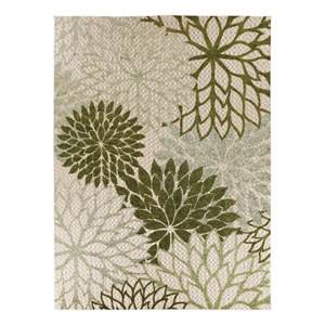 Pemberly Row 9' x 12' Ivory Green Fabric Tropical Area Rug (9' x 12')