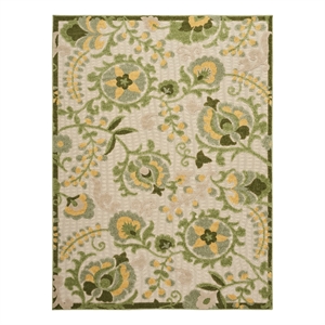Pemberly Row 6' x 9' Ivory Green Fabric Outdoor Area Rug (6' x 9')
