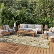 Pemberly Row 8' x 11' Ivory Green Fabric Outdoor Area Rug (8' x 11')