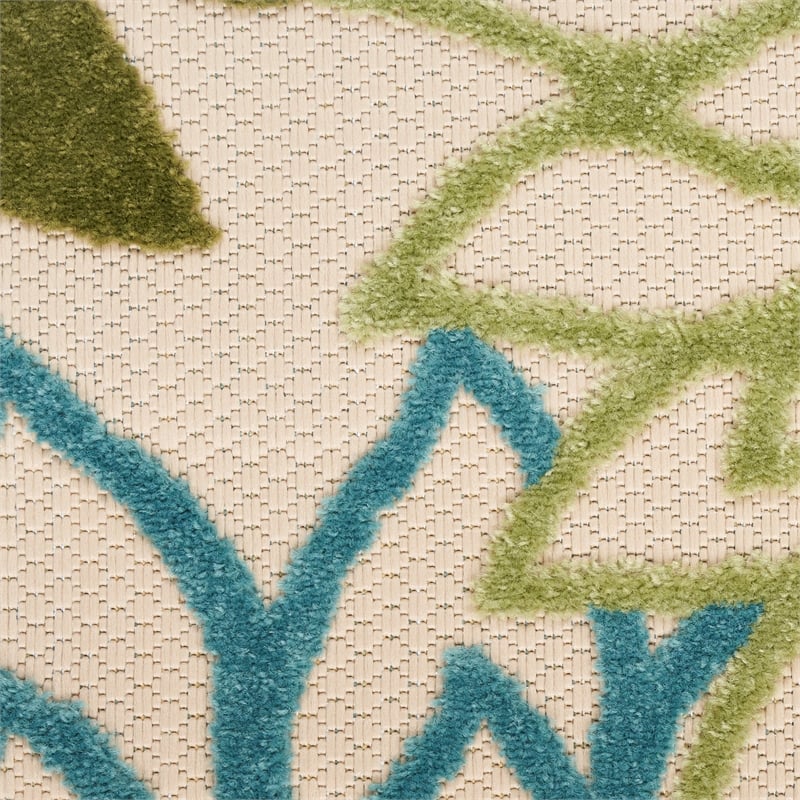 Pemberly Row 10' x 14' Green Multicolor Fabric Tropical Area Rug (10' x 14')