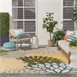 Pemberly Row 10' x 14' Green Multicolor Fabric Tropical Area Rug (10' x 14')