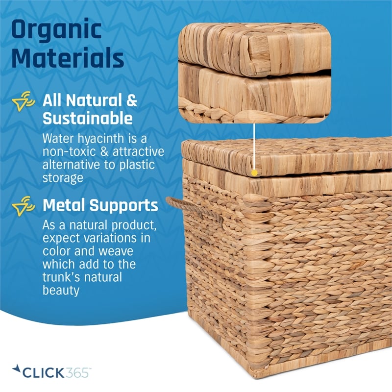 Pemberly Row Storage Trunk Farmhouse Style Large Deep Woven Natural Wicker Chest