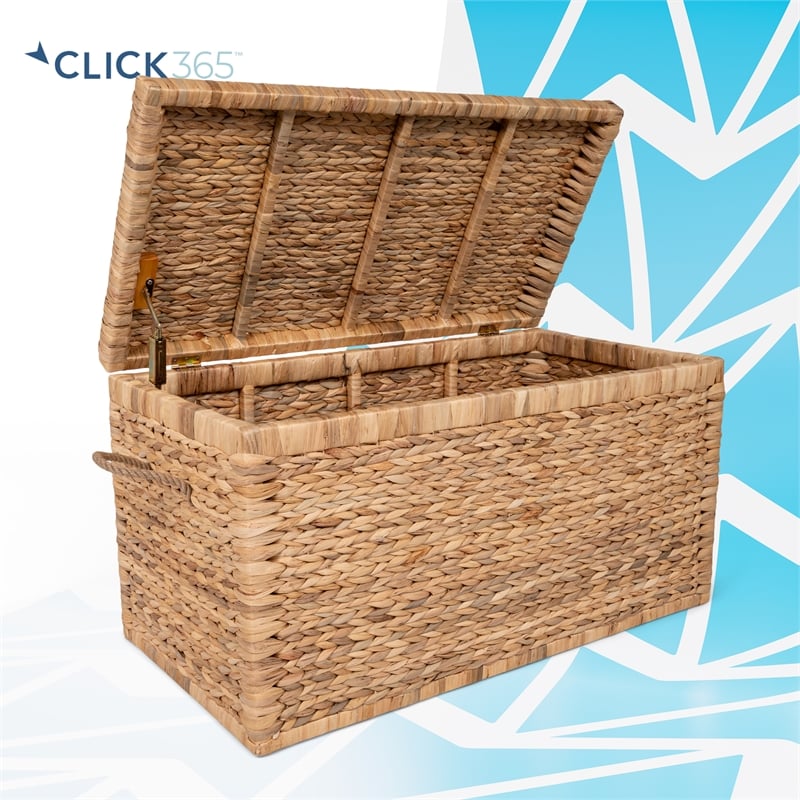 Pemberly Row Storage Trunk Farmhouse Style Large Deep Woven Natural Wicker Chest