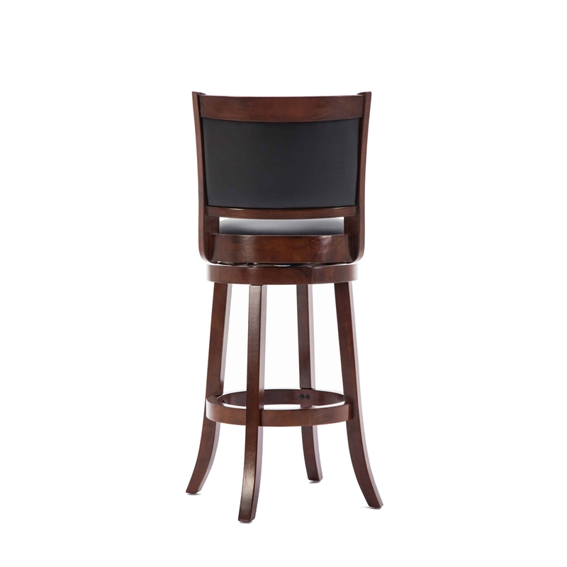 Pemberly Row Contemporary Bar Height Swivel Bar Stool-Cherry