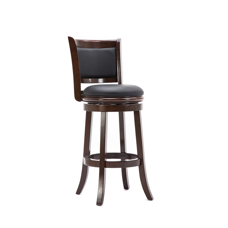 Pemberly Row Modern / Contemporary Wood Swivel Bar Stool-Cappuccino