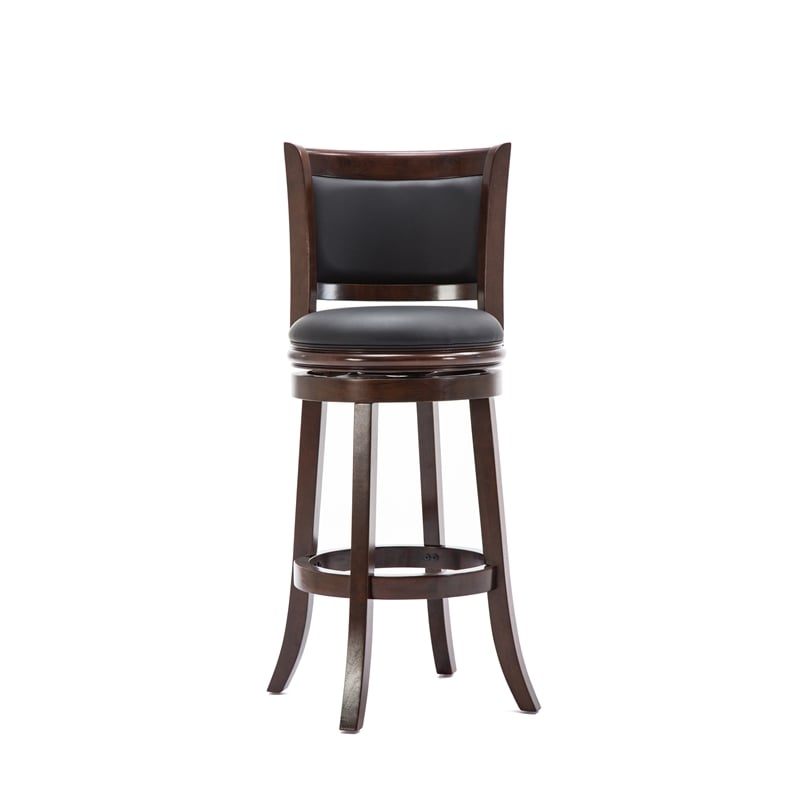 Pemberly Row Modern / Contemporary Wood Swivel Bar Stool-Cappuccino