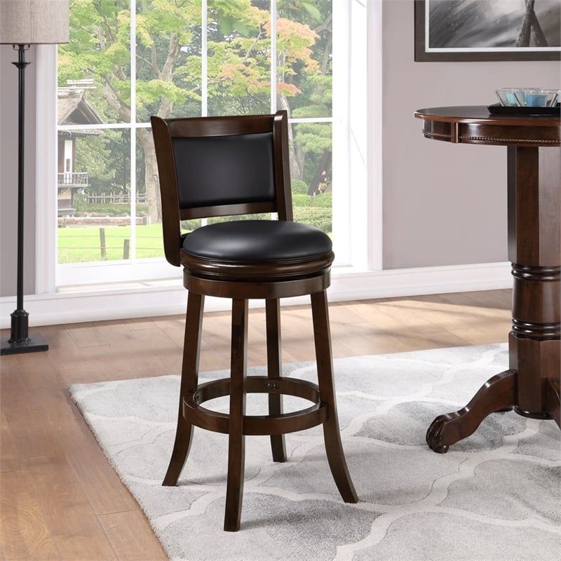 Pemberly Row Modern / Contemporary Wood Swivel Bar Stool-Cappuccino