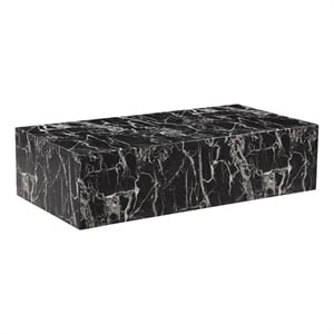 Pemberly Row Contemporary Engineered Wood Coffee Table in Faux Black Marble