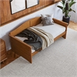 Pemberly Row Mid-Century Solid Wood Twin Daybed with Back Board in Light Toffee