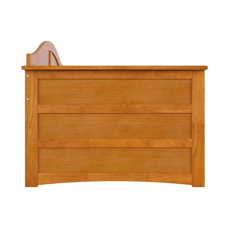 Pemberly Row Mid-Century Solid Wood Twin Daybed with Back Board in Light Toffee