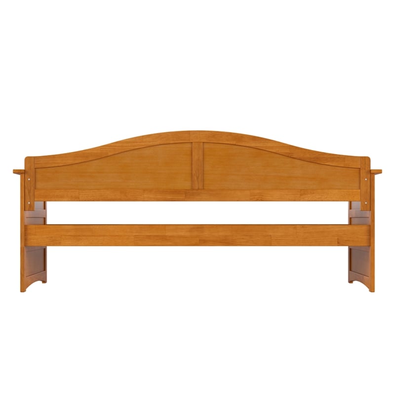 Pemberly Row Mid-Century Solid Wood Twin Daybed with Back Board in Light Toffee