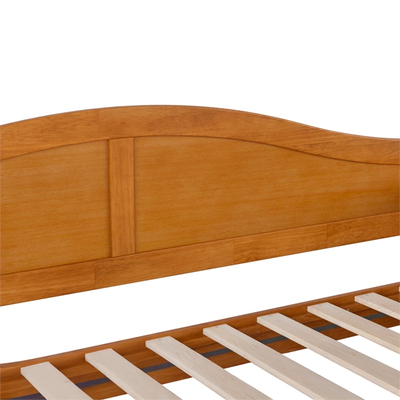 Pemberly Row Mid-Century Solid Wood Twin Daybed with Back Board in Light Toffee