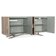 Pemberly Row Contemporary Four Door Entertainment Console in Gold Wood
