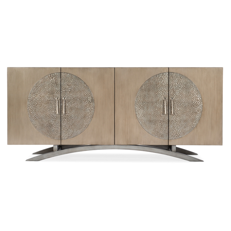 Pemberly Row Contemporary Four Door Entertainment Console in Gold Wood