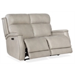 Pemberly Row Zero Gravity Gray Leather Power Recline Loveseat w/ Power Headrest