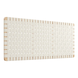 Pemberly Row Weave Wall-Mount Vegan Leather Queen Headboard in Natural Beige