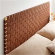 Pemberly Row Weave Wall-Mount Vegan Leather Queen Headboard in Natural Brown