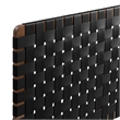 Pemberly Row Weave Wall-Mount Vegan Leather Queen Headboard in Walnut Black