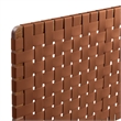 Pemberly Row Weave Wall-Mount Vegan Leather Queen Headboard in Walnut Brown