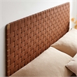 Pemberly Row Weave Wall-Mount Vegan Leather Queen Headboard in Walnut Brown