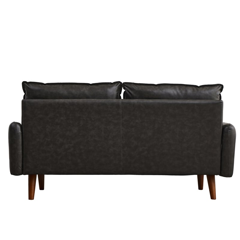Pemberly Row Modern Sofa Faux Leather Couch for Living Room Office Dark Gray