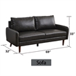 Pemberly Row Modern Sofa Faux Leather Couch for Living Room Office Dark Gray