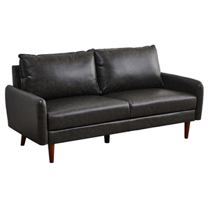 Pemberly Row Modern Sofa Faux Leather Couch for Living Room Office Dark Gray