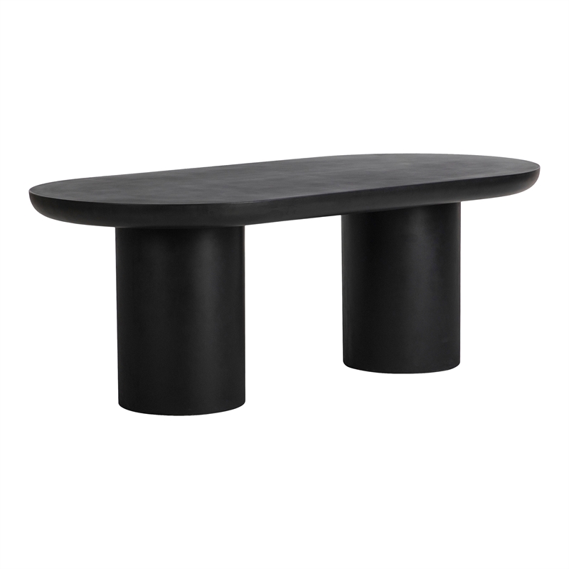 Pemberly Row Contemporary Dining Table Black Stone Dining Tables