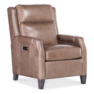 Pemberly Row Power Recliner w/Power Headrest in Brown Leather