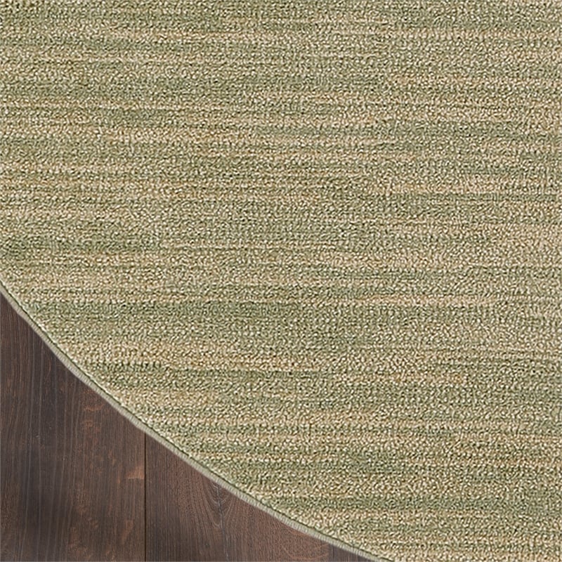 Pemberly Row Contemporary 4' x Round Green Gold Fabric Area Rug