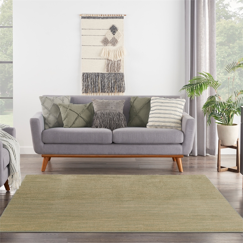 Pemberly Row Contemporary 5' x Square Green Gold Fabric Area Rug