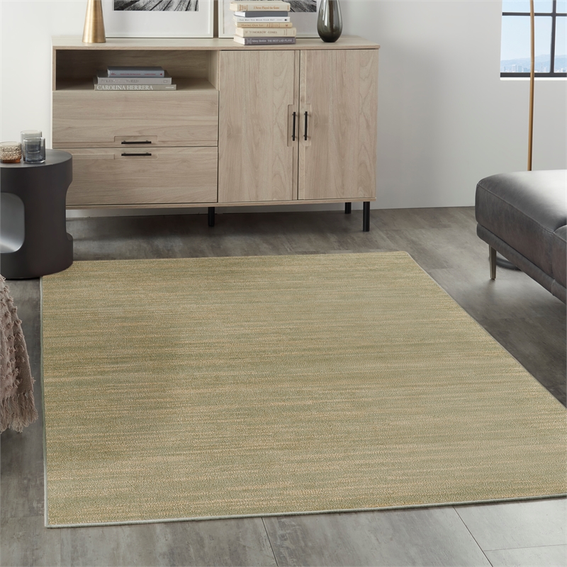 Pemberly Row Contemporary 5' x 7' Green Gold Fabric Area Rug
