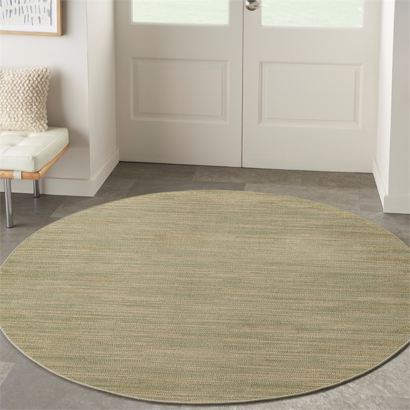 Pemberly Row Contemporary 6' x Round Green Gold Fabric Area Rug