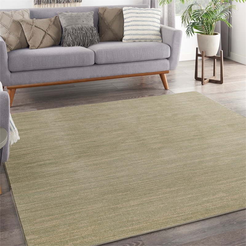 Pemberly Row Contemporary 7' x Square Green Gold Fabric Area Rug