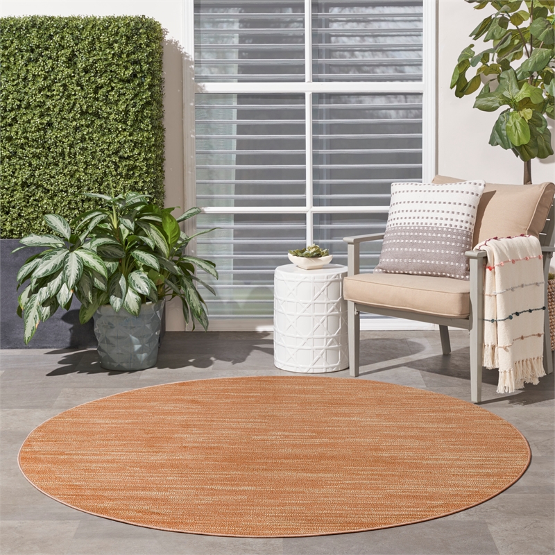 Pemberly Row Modern / Contemporary 4' x Round Rust Fabric Area Rug