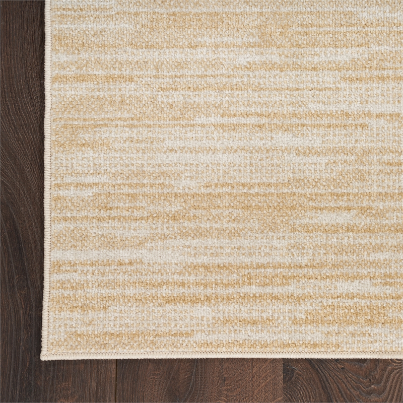 Pemberly Row Contemporary 2' x 4' Ivory Gold Fabric Area Rug