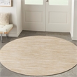Pemberly Row Contemporary 4' x Round Ivory Gold Fabric Area Rug