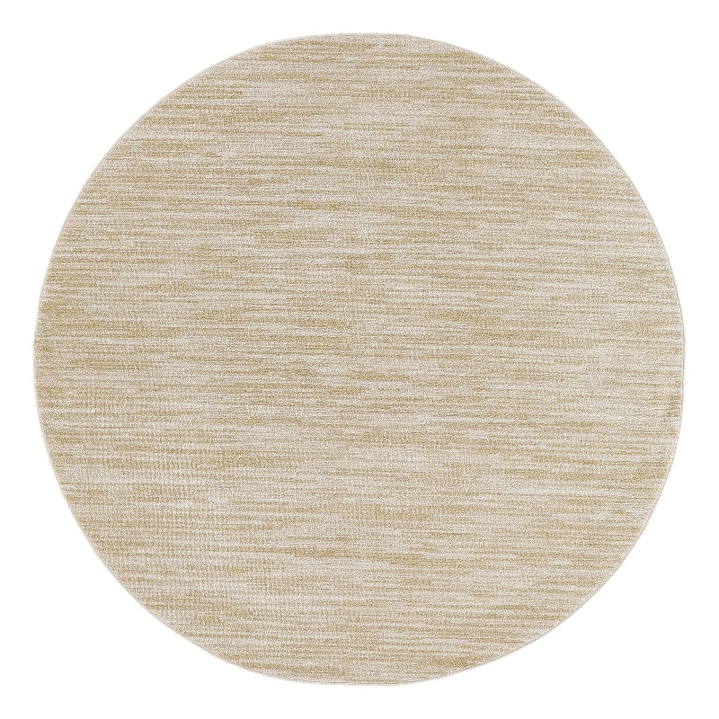 Pemberly Row Contemporary 4' x Round Ivory Gold Fabric Area Rug