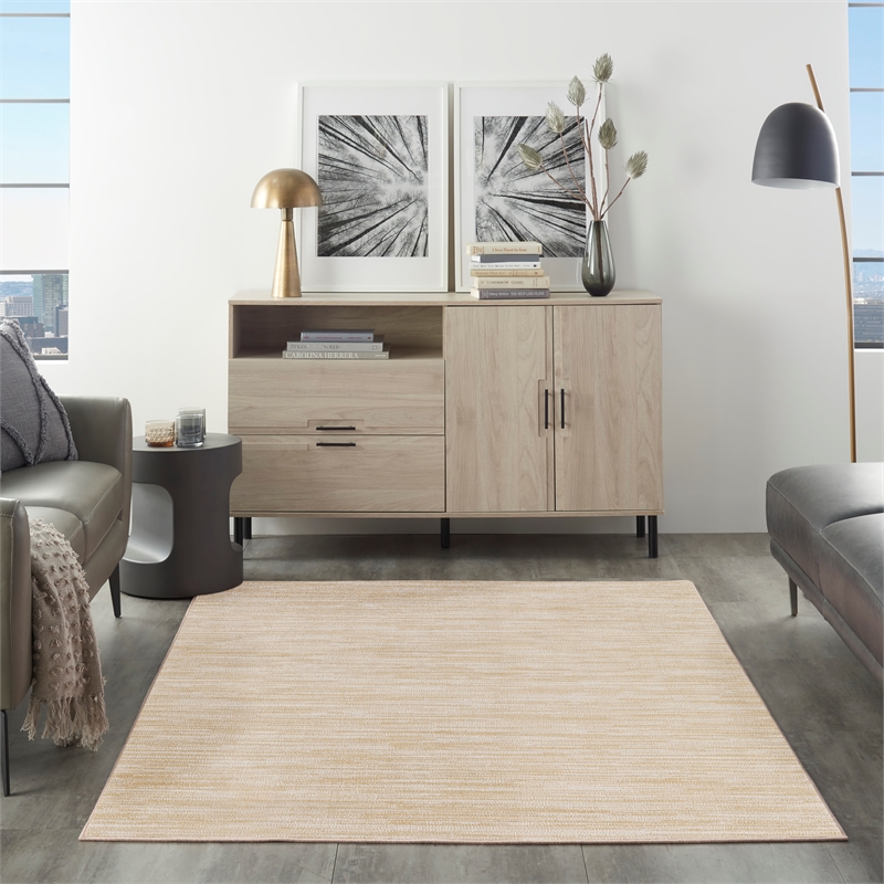 Pemberly Row Contemporary 4' x 6' Ivory Gold Fabric Area Rug