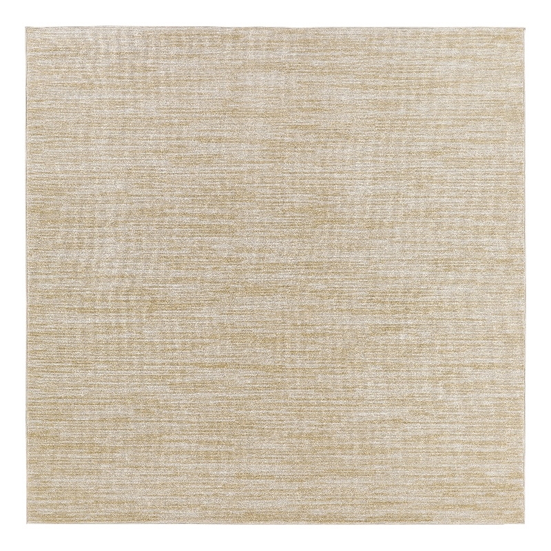 Pemberly Row Contemporary 5' x Square Ivory Gold Fabric Area Rug