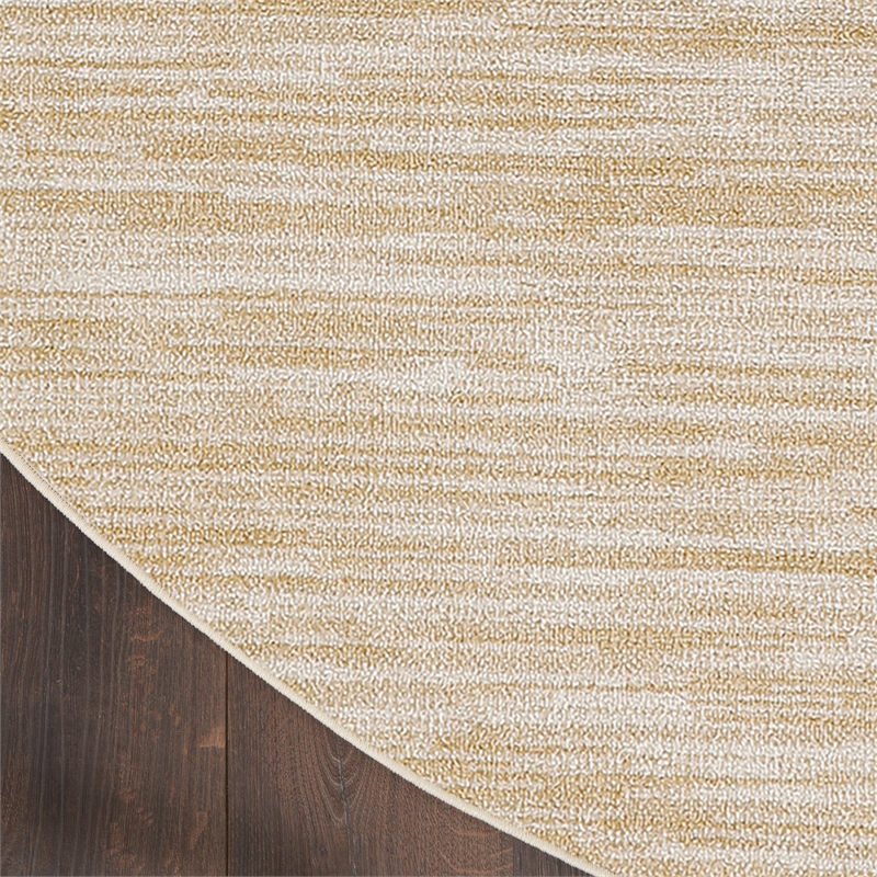 Pemberly Row Contemporary 6' x Round Ivory Gold Fabric Area Rug