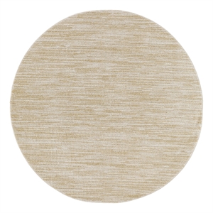 Pemberly Row Contemporary 6' x Round Ivory Gold Fabric Area Rug