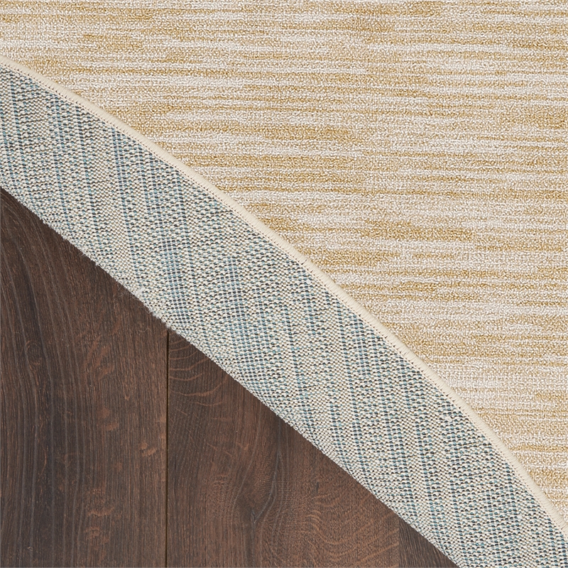 Pemberly Row Contemporary 8' x Round Ivory Gold Fabric Area Rug